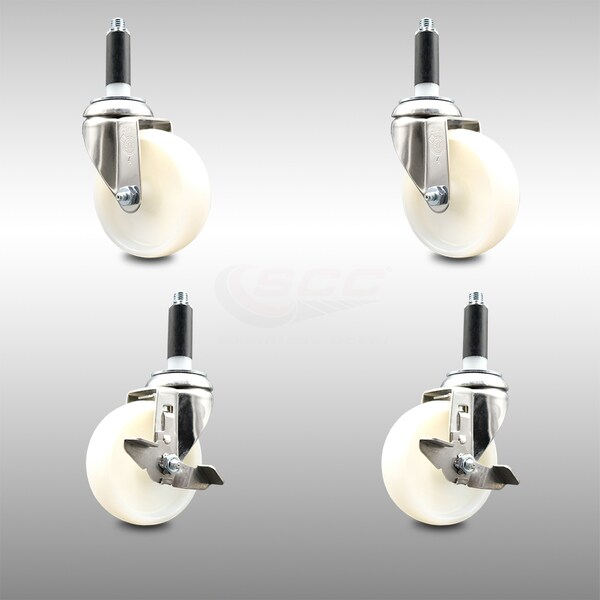 Service Caster 4 Inch 316SS Nylon Wheel Swivel 3/4 Inch Expanding Stem Caster Brake SCC, 2PK SCC-SS316EX20S414-NYS-2-TLB-2-34 - main